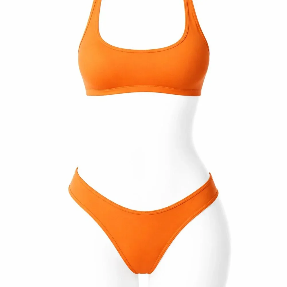 SKIMS Tangerine Bikini Set Top S Bottom M Bright Orange Swim NWT